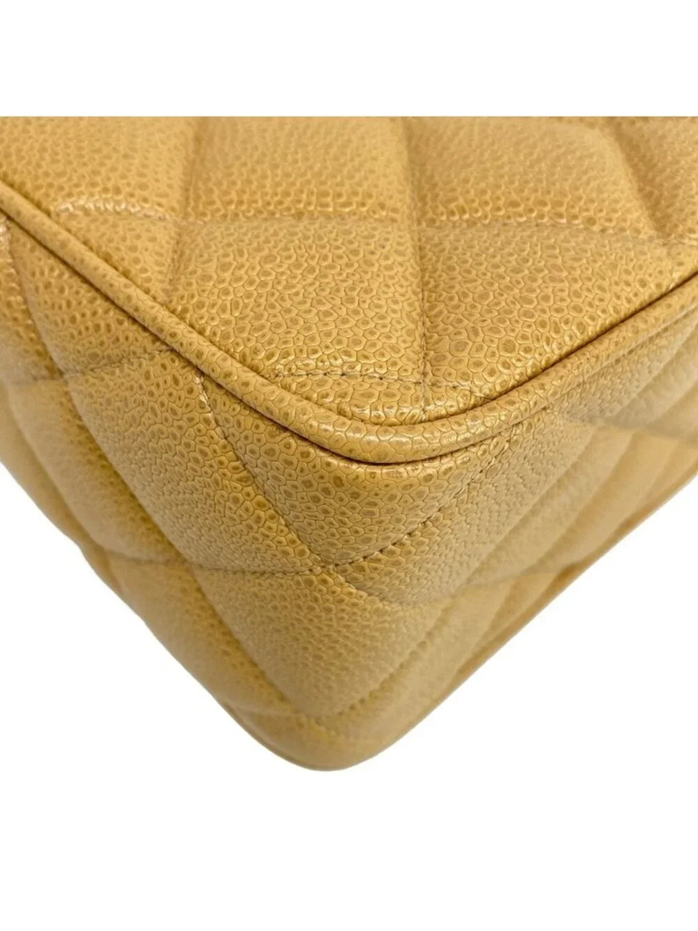 Chanel Shoulder Bag Quilted Beige Gold Chain Jumbo CC Logo
